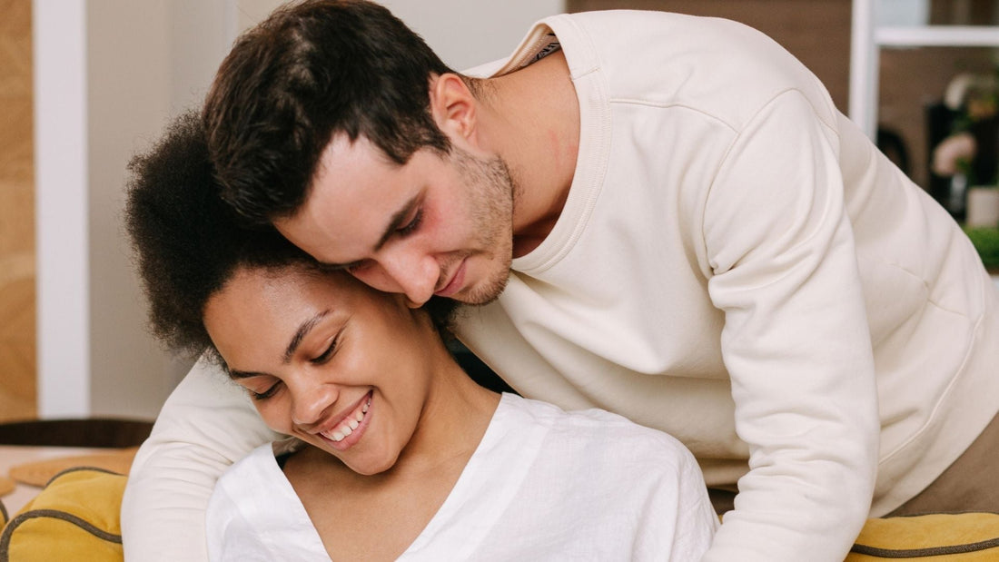 Husband and wife happy about becoming pregnant 